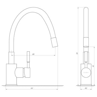 GLOBUS LUX Смеситель для кухни однорычажный с гибким изливом LAZER GLLR-0203SB-10-BB