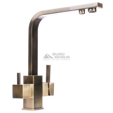 GLOBUS LUX Смеситель для питьевой воды двухрычажный GLLR-0111-9-BRONZE