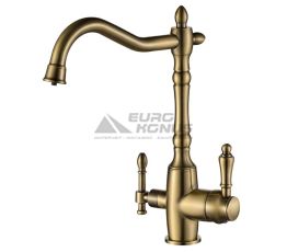 GLOBUS LUX Смеситель для питьевой воды двухрычажный GLLR-1000-9-BRONZE