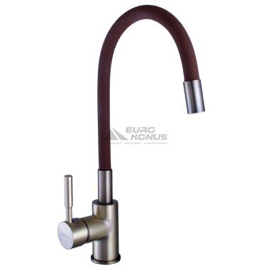 GLOBUS LUX Смеситель для кухни однорычажный с гибким изливом LAZER GLLR-0203SBR-9-Bronze