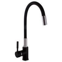 GLOBUS LUX Смеситель для кухни однорычажный с гибким изливом LAZER GLLR-0203SB-1-ONIX