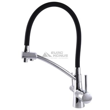 GLOBUS LUX Смеситель для питьевой воды двухрычажный с гибким изливом GLLR-0700