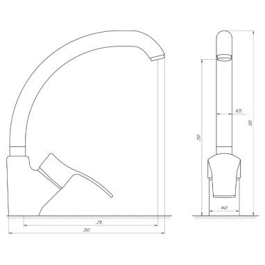 GLOBUS LUX Смеситель для кухни однорычажный QUEENSLAND GLQU-0103S-BIG ST STEEL