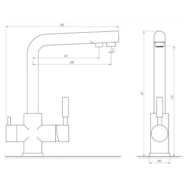 GLOBUS LUX Смеситель для питьевой воды двухрычажный GLLR-0888-1-ONIX