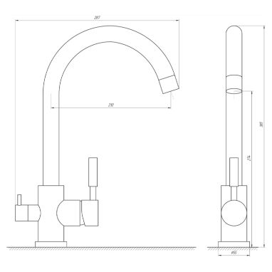 GLOBUS LUX Смеситель для питьевой воды двухрычажный GLLR-0333-9-BRONZE