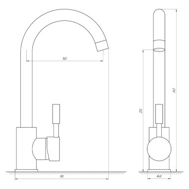 GLOBUS LUX Смеситель для кухни однорычажный LAZER GLLR-0103S- STSTEEL