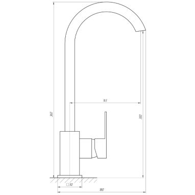 GLOBUS LUX Смеситель для кухни однорычажный Milano GLM-203SQ-FRANKE