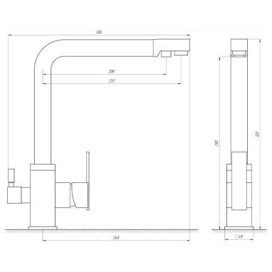 GLOBUS LUX Смеситель для питьевой воды двухрычажный GLLR-0100-8-STSTEEL