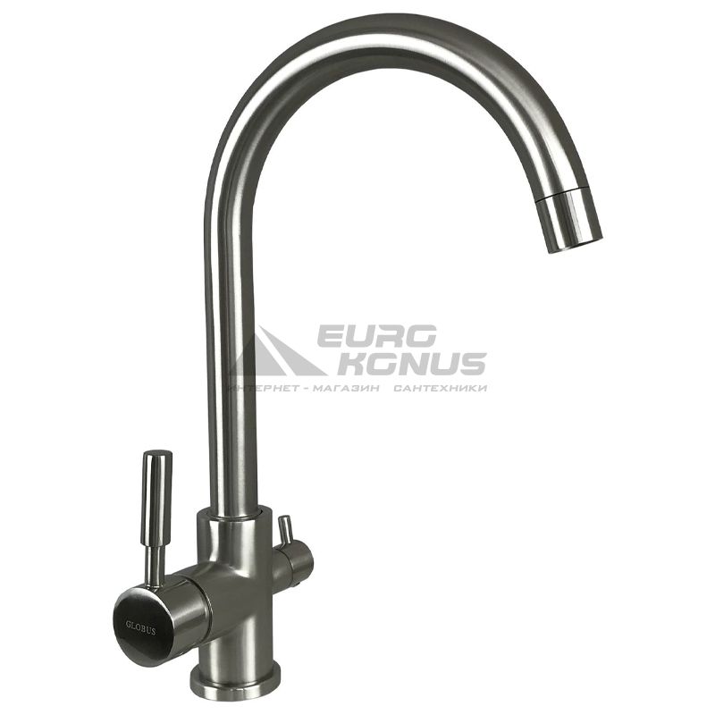 GLOBUS LUX Смеситель для питьевой воды двухрычажный GLLR-0333-8-StSTEEL
