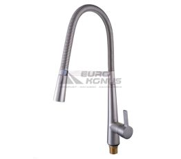 GLOBUS LUX Смеситель для кухни однорычажный с гибким изливом LAZER GLLR-1032-StSTEEL