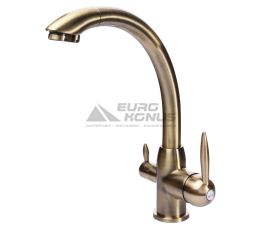 GLOBUS LUX Смеситель для питьевой воды двухрычажный GLLR-0777-9-BRONZE