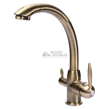 GLOBUS LUX Смеситель для питьевой воды двухрычажный GLLR-0777-9-BRONZE