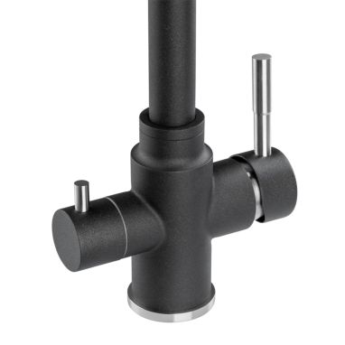 GRANADO Смеситель для кухни на две воды двухрычажный Badalona black shine (gz0401)
