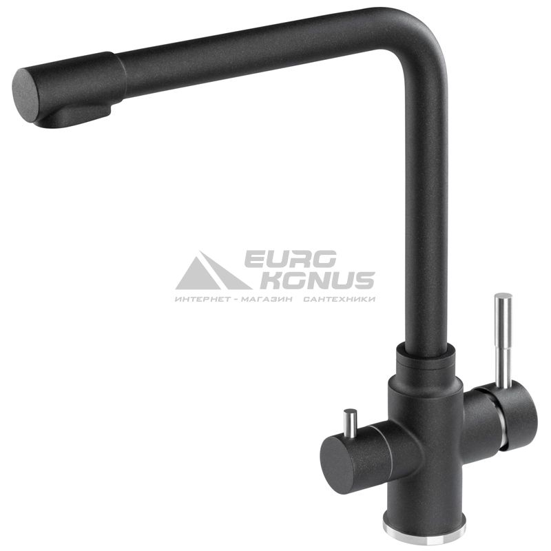 GRANADO Смеситель для кухни на две воды двухрычажный Badalona black shine (gz0401)