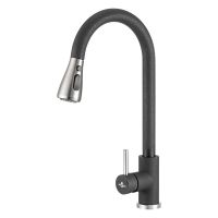 GRANADO Смеситель для кухни однорычажный с выдвижным изливом CAMPO black shine (gz0501)