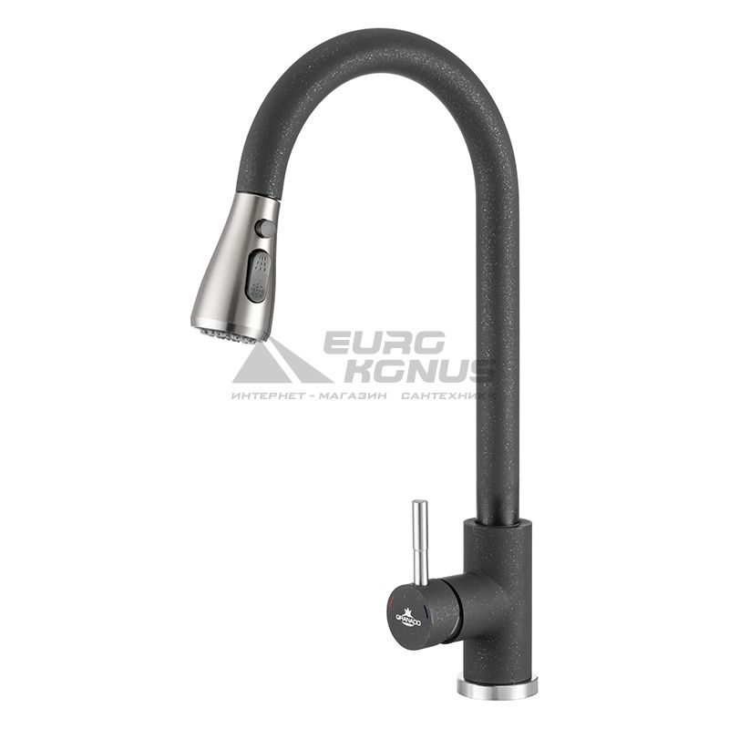 GRANADO Смеситель для кухни однорычажный с выдвижным изливом CAMPO black shine (gz0501)