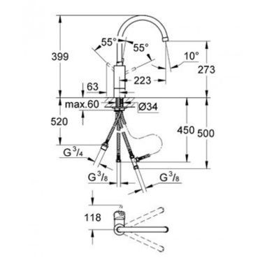GROHE Смеситель для кухни однорычажный с дополнительным краном CONCETTO (32666001)