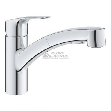 GROHE Смеситель для кухни однорычажный с выносным шлангом EUROSMART NEW хром (30305001)