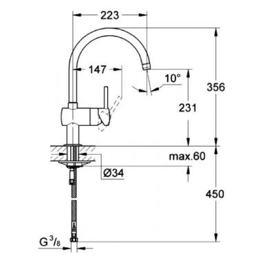 GROHE Смеситель для кухни однорычажный Minta (32917DC0)