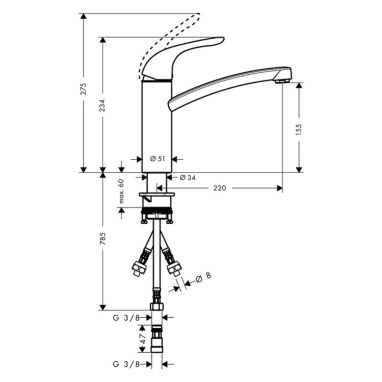 HANSGROHE Смеситель для кухни однорычажный Focus E (31784000)