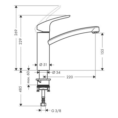 HANSGROHE Смеситель для кухни однорычажный Focus (31806800)