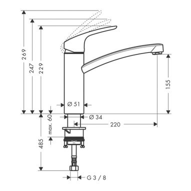 HANSGROHE Смеситель для кухни однорычажный Focus (31816000)