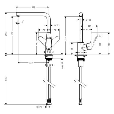HANSGROHE Смеситель для кухни однорычажный Focus (31817800)