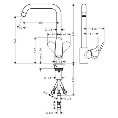 HANSGROHE Смеситель для кухни однорычажный Focus (31822000)