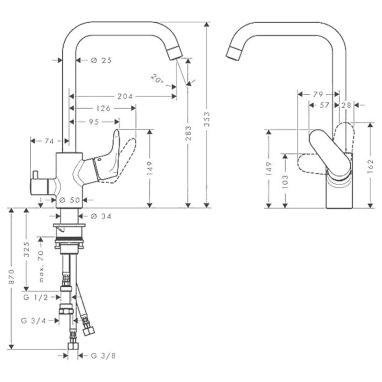 HANSGROHE Смеситель для кухни однорычажный с дополнительным краном Focus (31823000)