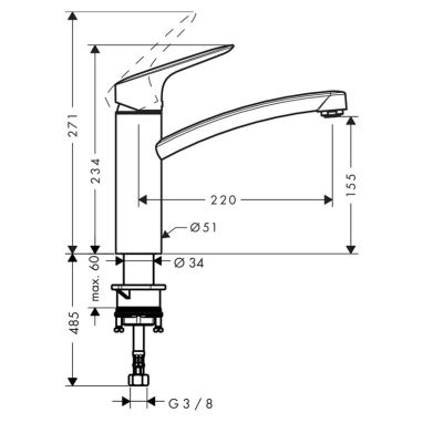 HANSGROHE Смеситель для кухни однорычажный Logis (71832000)