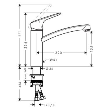 HANSGROHE Смеситель для кухни однорычажный Logis (71839000)