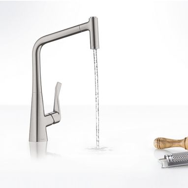 HANSGROHE Смеситель для кухни однорычажный с выносным шлангом Metris (14820800)