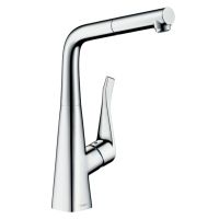 HANSGROHE Смеситель для кухни однорычажный с выносным шлангом Metris (14821000)