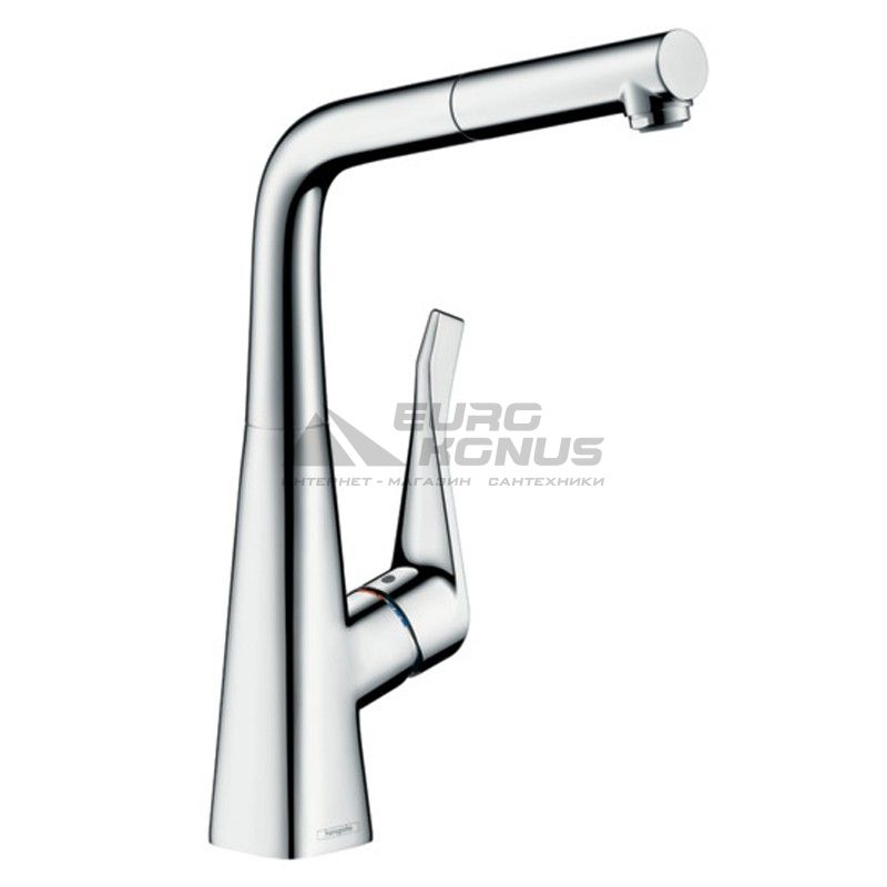 HANSGROHE Смеситель для кухни однорычажный с выносным шлангом Metris (14821000)