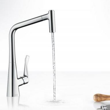 HANSGROHE Смеситель для кухни однорычажный с выносным шлангом Metris Select (14884000)