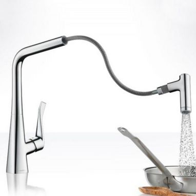 HANSGROHE Смеситель для кухни однорычажный с выносным шлангом Metris Select (14884000)