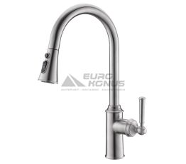 IMPRESE Смеситель для кухни однорычажный с выдвижным изливом HYDRANT никель (ZMK031806150)