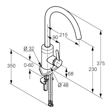 KLUDI Смеситель для кухни инфракрасный однорычажный E-Go (422000575)