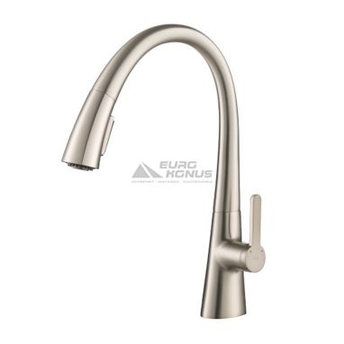 KRAUS Смеситель для кухни однорычажный с выносным шлангом Nolen KPF-1673 SFS нержавеющая сталь