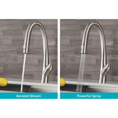 KRAUS Смеситель для кухни однорычажный с выдвижным изливом Arqo KPF-2523 SFS сатин