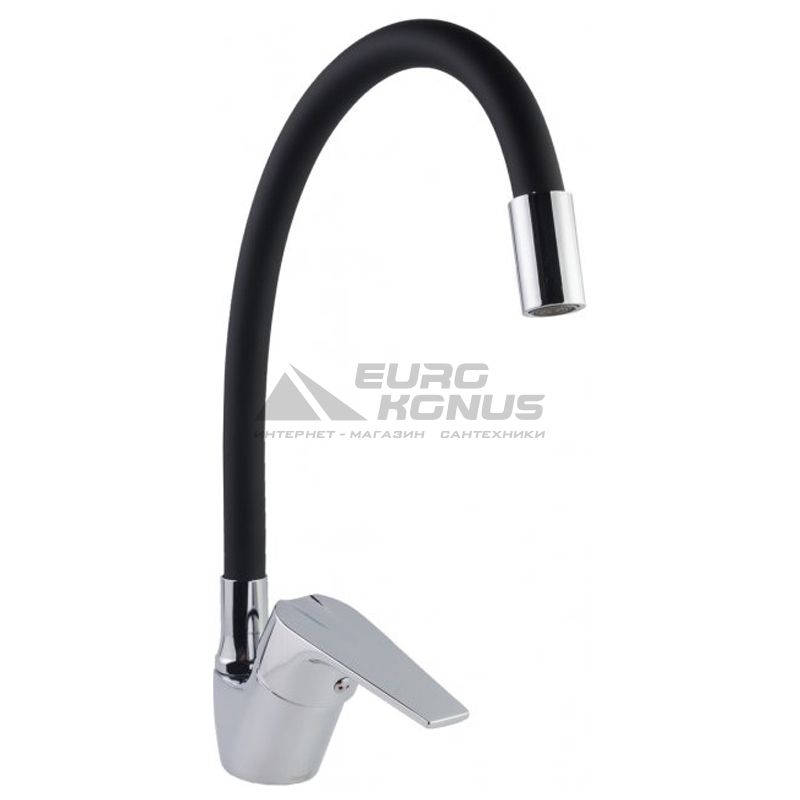 KRONER Смеситель для кухни однорычажный с гибким изливом KRM Odra-C032BLK (CV021167)