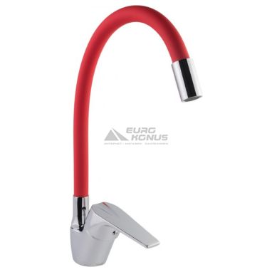 KRONER Смеситель для кухни однорычажный с гибким изливом KRM Odra-C032RED (CV021172)
