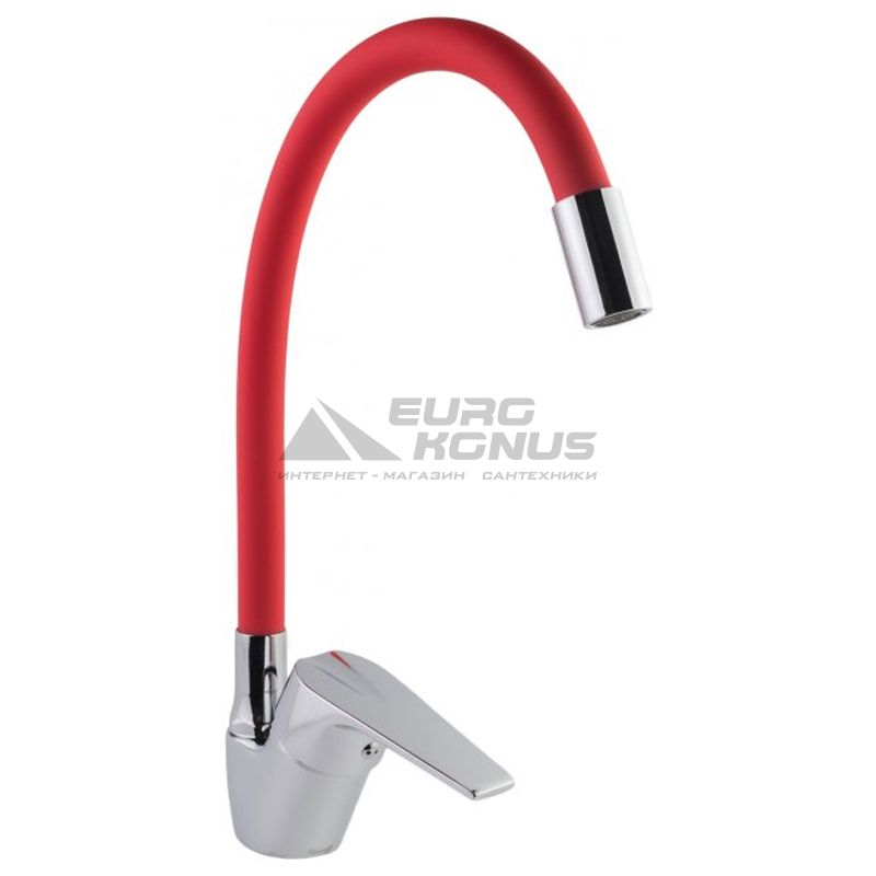 KRONER Смеситель для кухни однорычажный с гибким изливом KRM Odra-C032RED (CV021172)