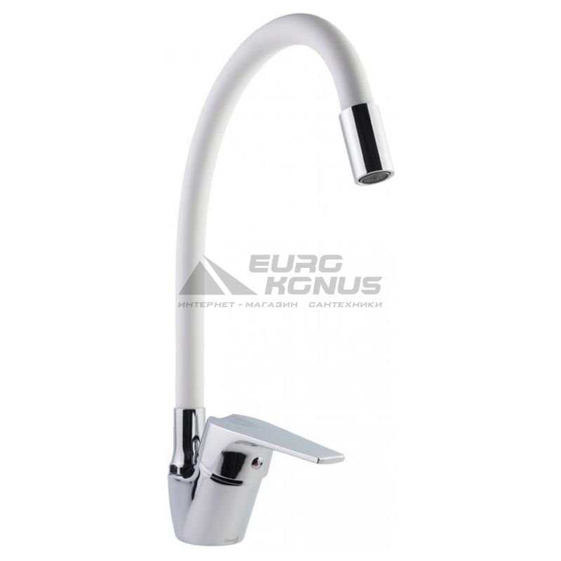 KRONER Смеситель для кухни однорычажный с гибким изливом KRM Odra-C032WHI (CV021173)