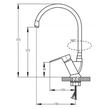 KRONER Смеситель для кухни однорычажный KRM Zenda-SCH030 (CV022960)