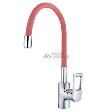 MIXXUS Смеситель для кухни однорычажный с гибким изливом Premium Rainbow 025 Red гайка