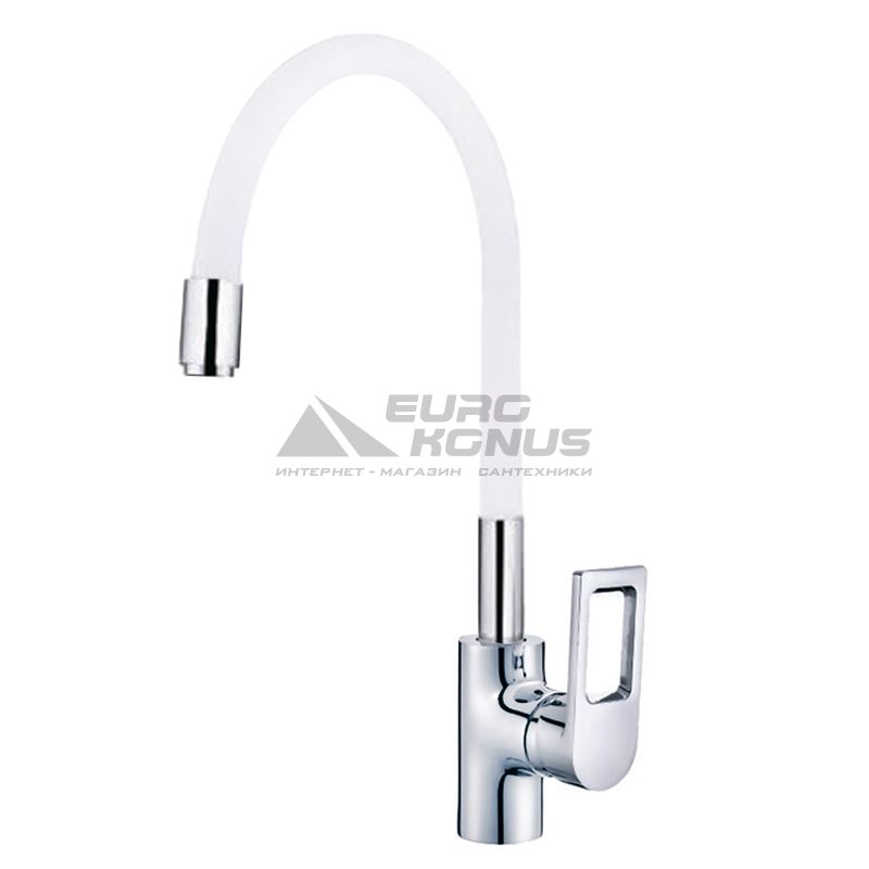 MIXXUS Смеситель для кухни однорычажный с гибким изливом Premium Rainbow 025 White гайка
