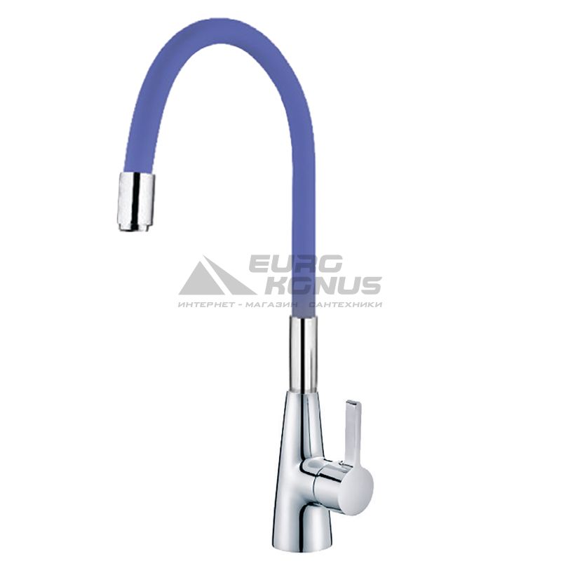 MIXXUS Смеситель для кухни однорычажный с гибким изливом Premium Rainbow 026 Blue гайка