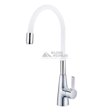 MIXXUS Смеситель для кухни однорычажный с гибким изливом Premium Rainbow 026 White гайка