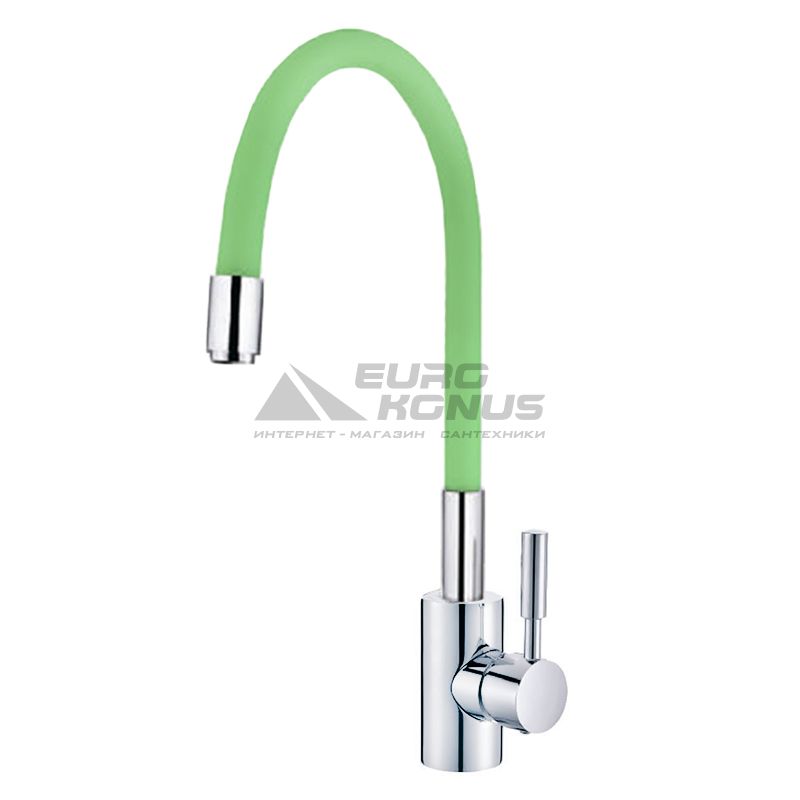 MIXXUS Смеситель для кухни однорычажный с гибким изливом Premium Rainbow 027 Green гайка